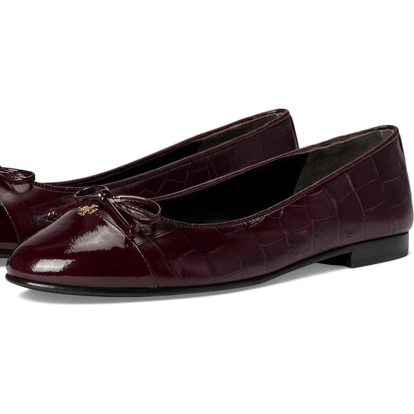 Tory Burch $278 Cap Toe Ballet Flat Deep Burgundy Sz 8 NIB! - Picture 2 of 6